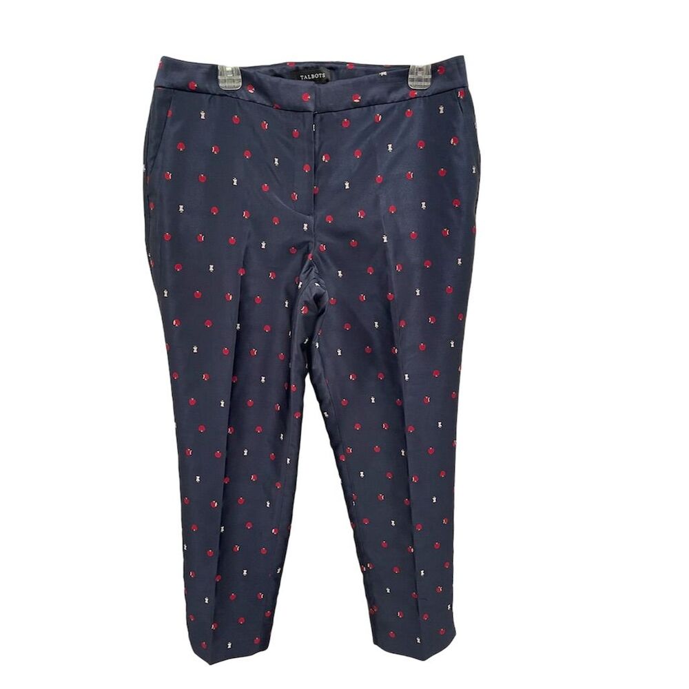 Talbots Women's Slim Ankle Pants Size 12 Apple Jacquard Geometric Multicolor